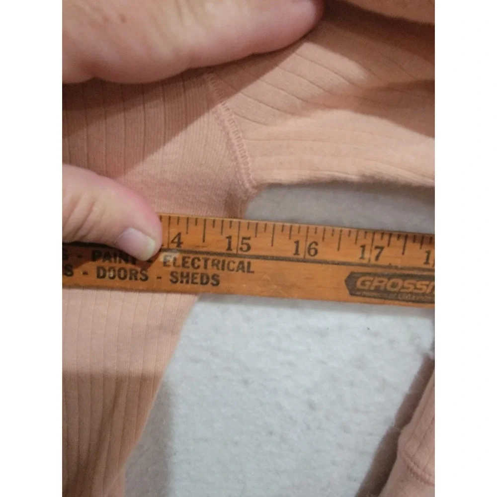 Intimately Free People Pink Ribbed Mock Neck Long Sleeve Top Cuffed‎ Size Medium